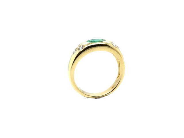18k Fancy Gold Emerald and Diamond Band