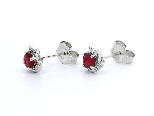 Ruby & Diamond Studs