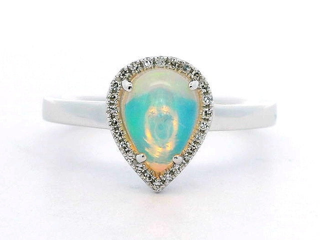 Pear Opal & Diamond Ring