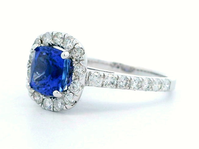 Tanzanite & Diamond Halo Ring