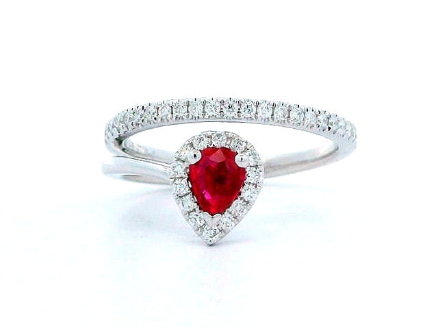 Pear Ruby & Diamond Ring