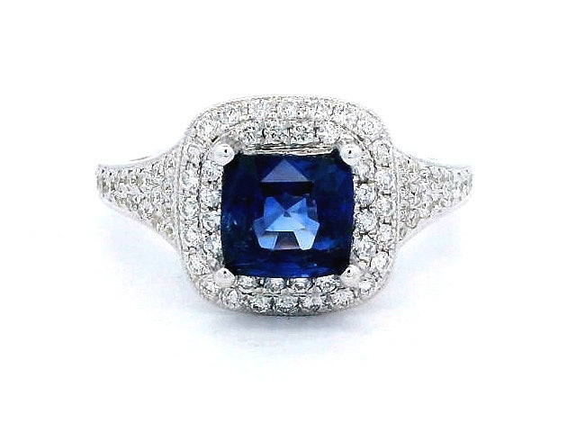18kt Sapphire and Diamond Halo Ring