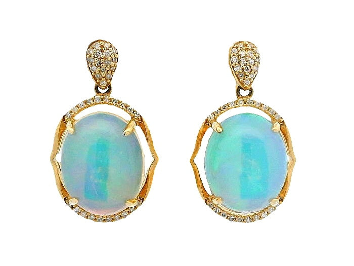 Opal and Diamond Drop Earrings