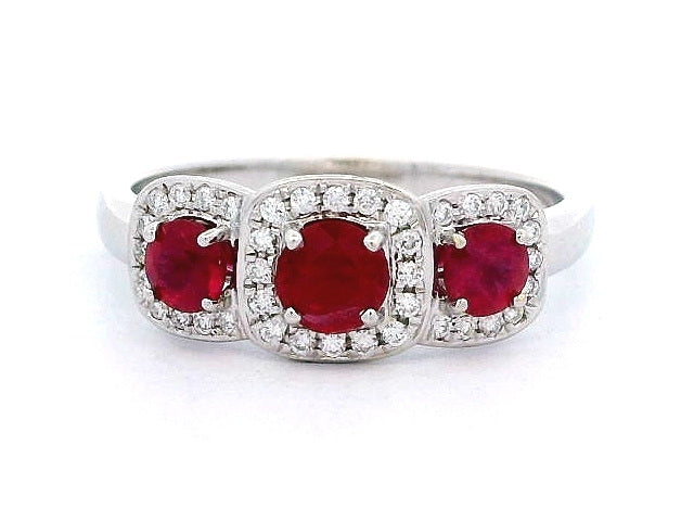 18KT Ruby and Diamond Halo Ring