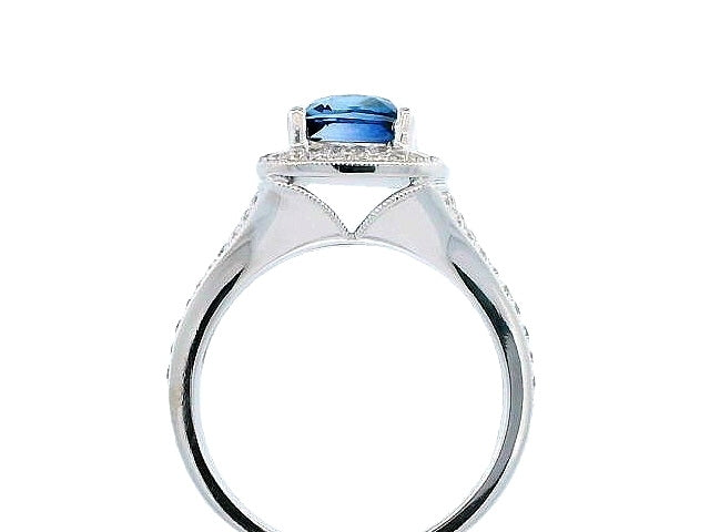 18kt Sapphire and Diamond Halo Ring