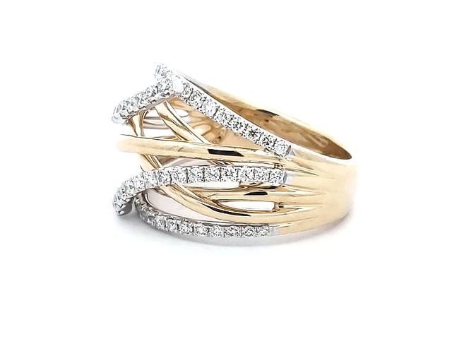 14KT Diamond Cross Over Ring