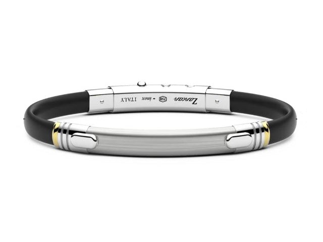 Silver and Black Rubber Bracelet