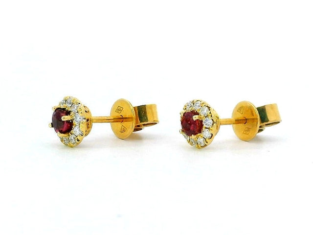 Ruby & Diamond Halo Earrings