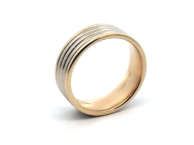 14KT Ribbed Gents Band