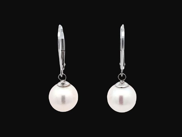 14KT White Gold Pearl Lever ba