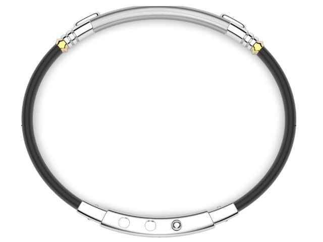 Silver and Black Rubber Bracelet