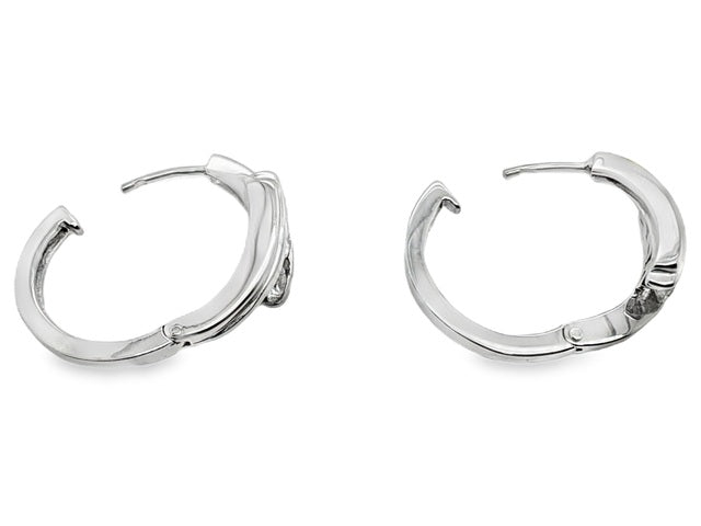 14kt White Gold Natural Diamond Crossover Hoop Earrings