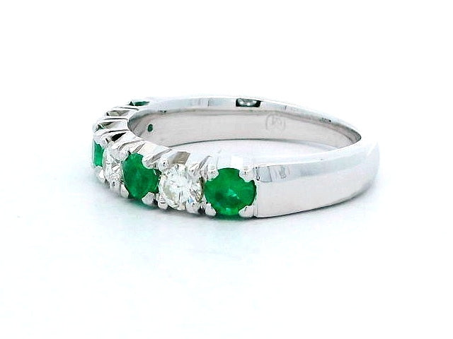 7 Stone Emerald and Diamond Band