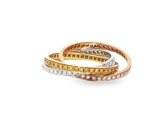 18kt Tricolour Diamond Rolling Rings