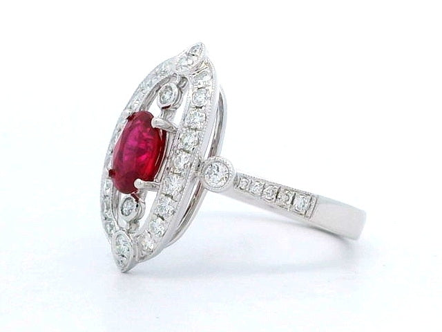 Ruby and Diamond Antique Style Ring