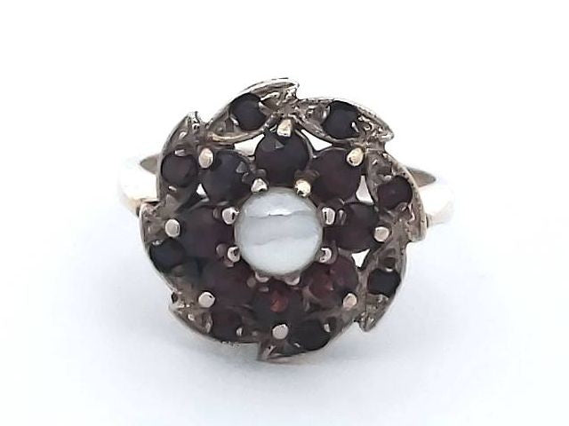 Garnet And Pearl Ring