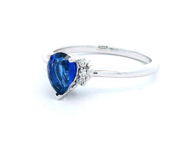 Pear Sapphire and Diamond Ring