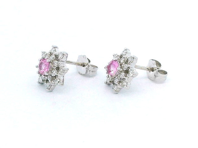 Pink Sapphire & Diamond Earrings