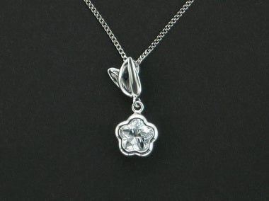 White Bflower With Leaf Pendant