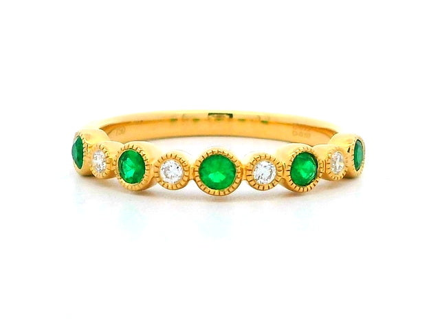 18KT Emerald & Diamond Band