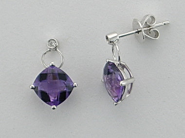 14kt Amethyst Diamond Earrings