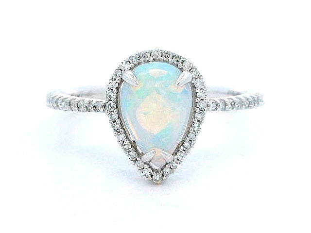 Pear Shaped Opal and Diamond Ring