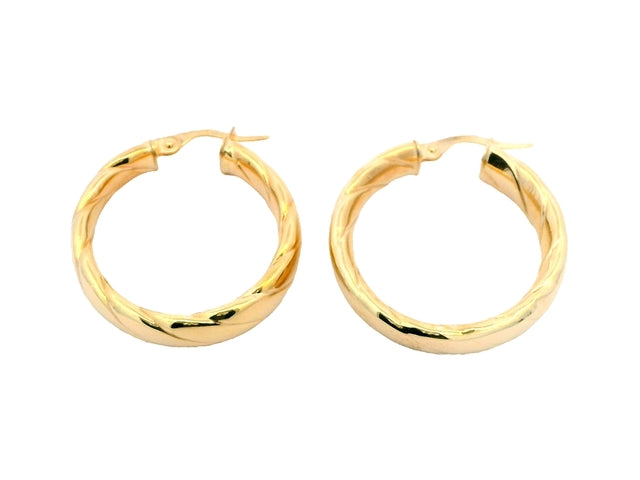 10KT Textured Hoops