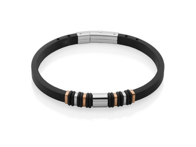 Black Rubber and Steel Bracelet