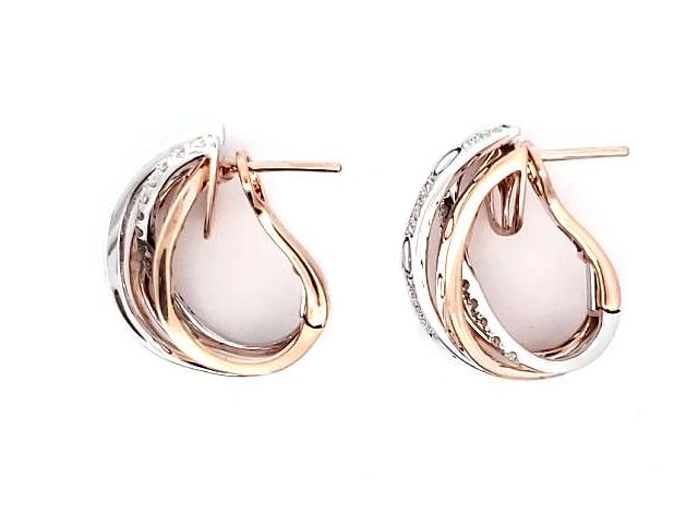 Rose & White Omega Back Earrings