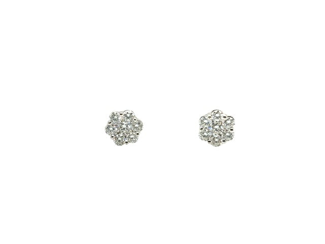 18 Karat White Gold Cluster Diamond Studs