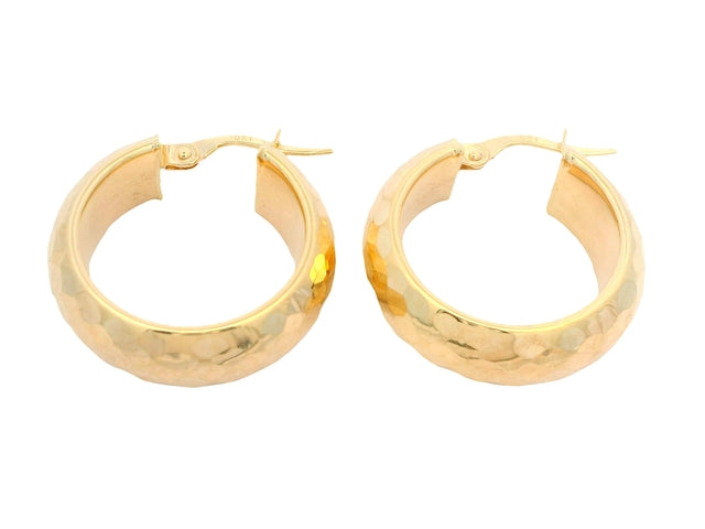 10KT Hoop Earrings with a Hammered Finish