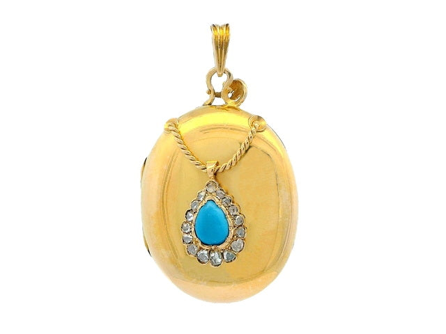 Antique Diamond & Turquoise Locket
