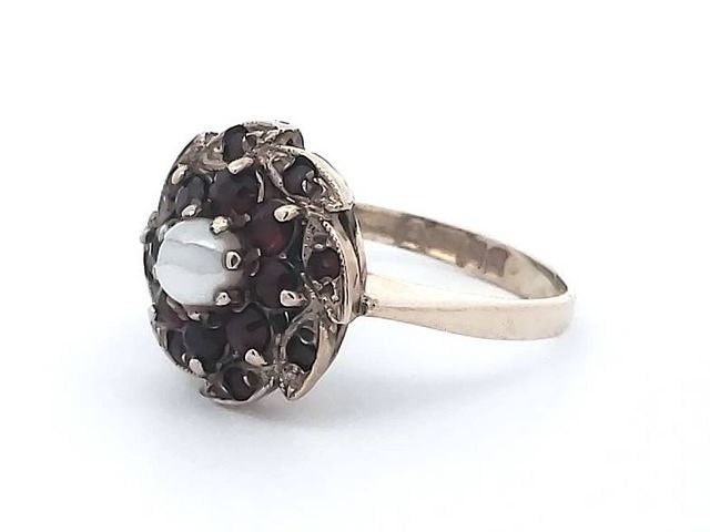 Garnet And Pearl Ring