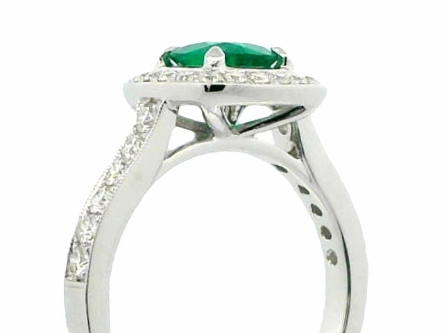Emerald And Diamond Halo Ring