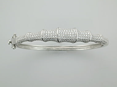 Silver and Cubic "Bamboo" bangle