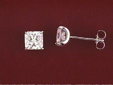Medium Princess Cut Cz Studs