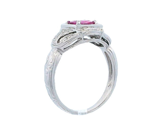 Pink Sapphire and Diamond Ring