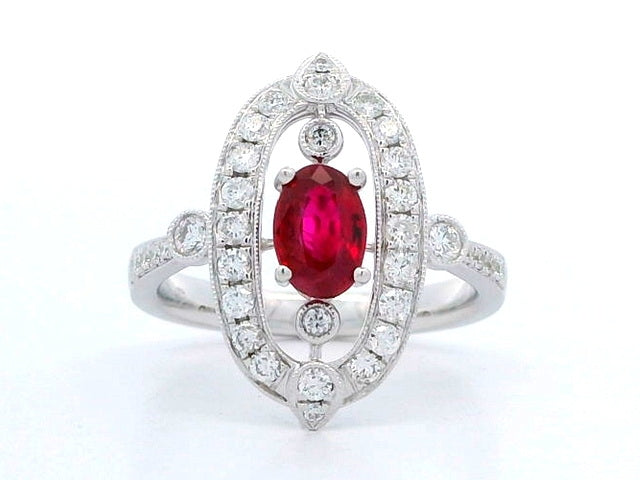 Ruby and Diamond Antique Style Ring
