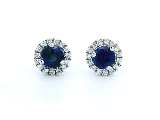 Sapphire and Diamond Halo Studs