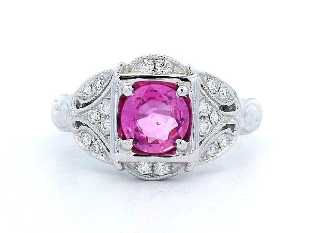 Pink Sapphire and Diamond Ring