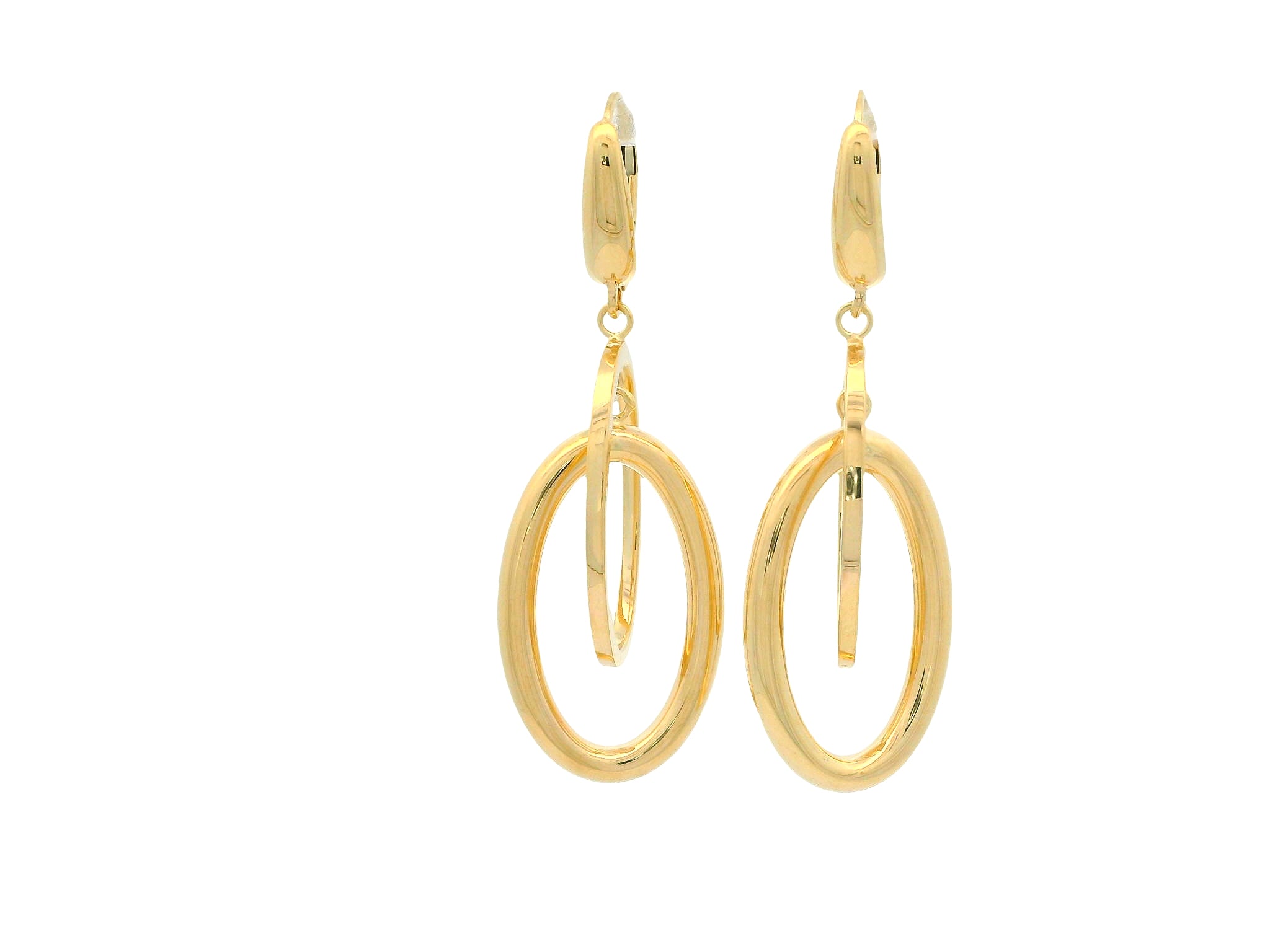 10KT Hanging Interlocking Hoop Earrings