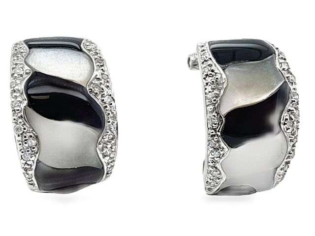 18KT Black and White Earrings
