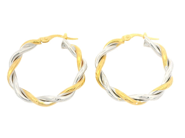 10KT Two Tone Hoop Earrings