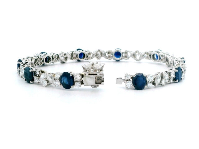 Blue Sapphire & Diamond Bracelet