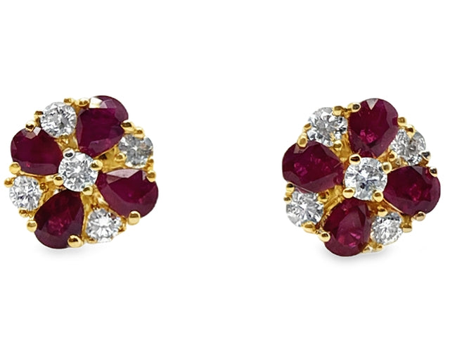 14KT Ruby & Diamond Earrings