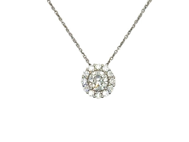 18 karat white gold necklace with center natural diamond