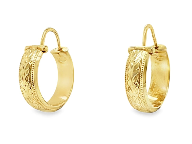 14KT Patterned Hoop Earrings