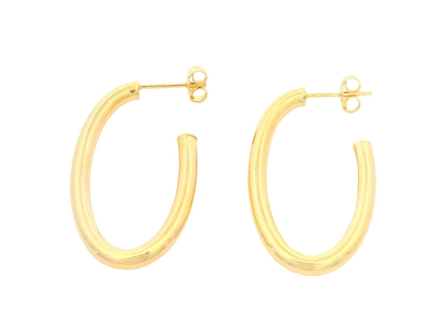 10KT Oval Stud Hoops