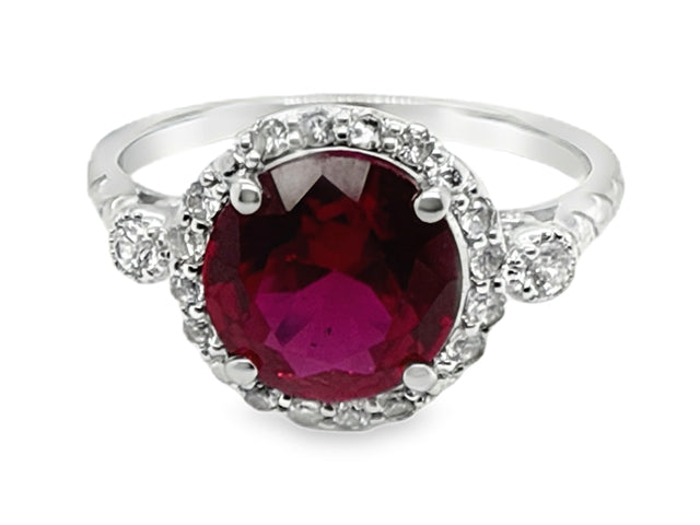 Lab Created Ruby and Cubic Ring