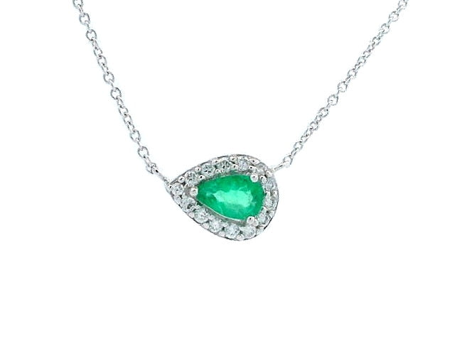 Pear Emerald & Diamond Pendant